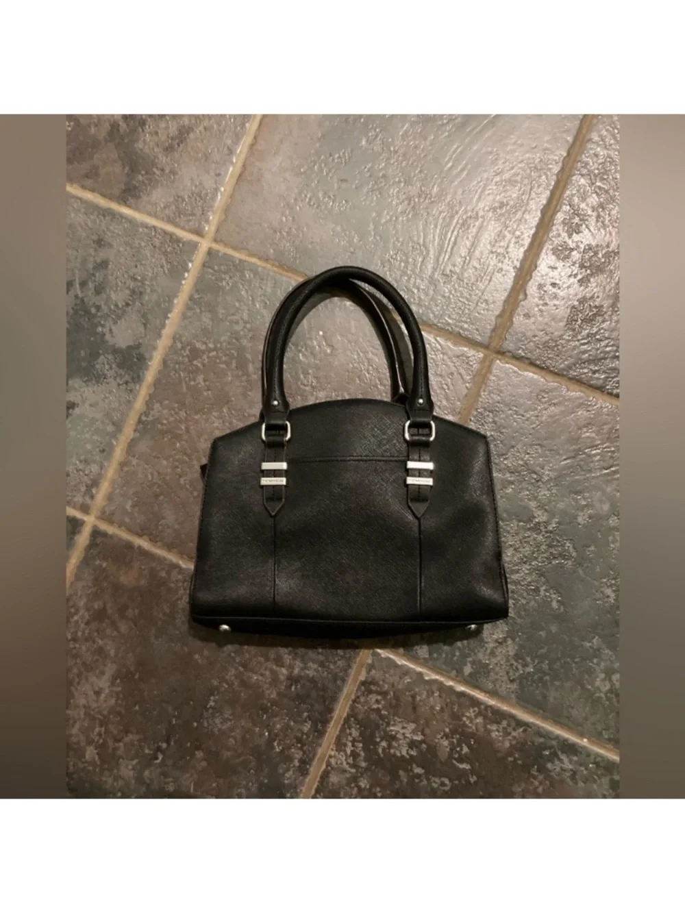 Tignanello Saffiano Black Satchel Handbag